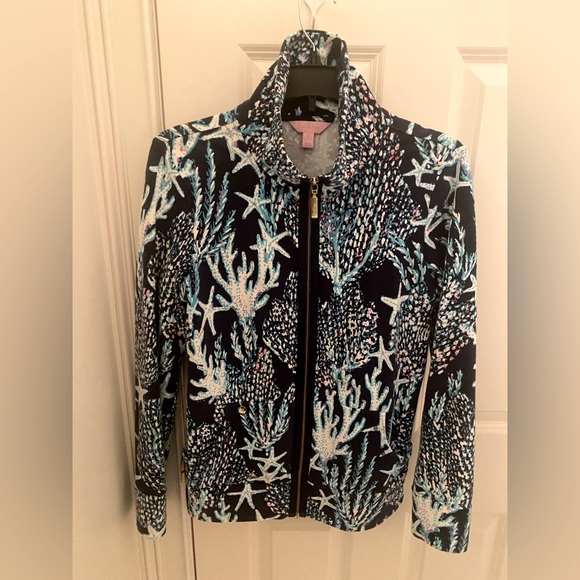 Lilly Pulitzer Leona Coral Reef zip up jacket, size small - Picture 1 of 3